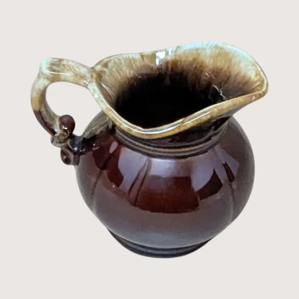 1970s McCoy Brown Drip Glaze Ceramic Pitcher